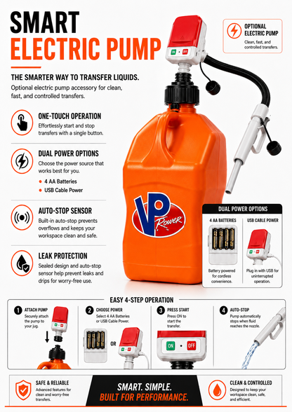 3‑Pack 5.5 Gallon Utility Fuel Jug with Electric Transfer Pump