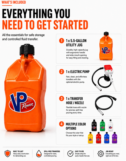 3‑Pack 5.5 Gallon Utility Fuel Jug with Electric Transfer Pump
