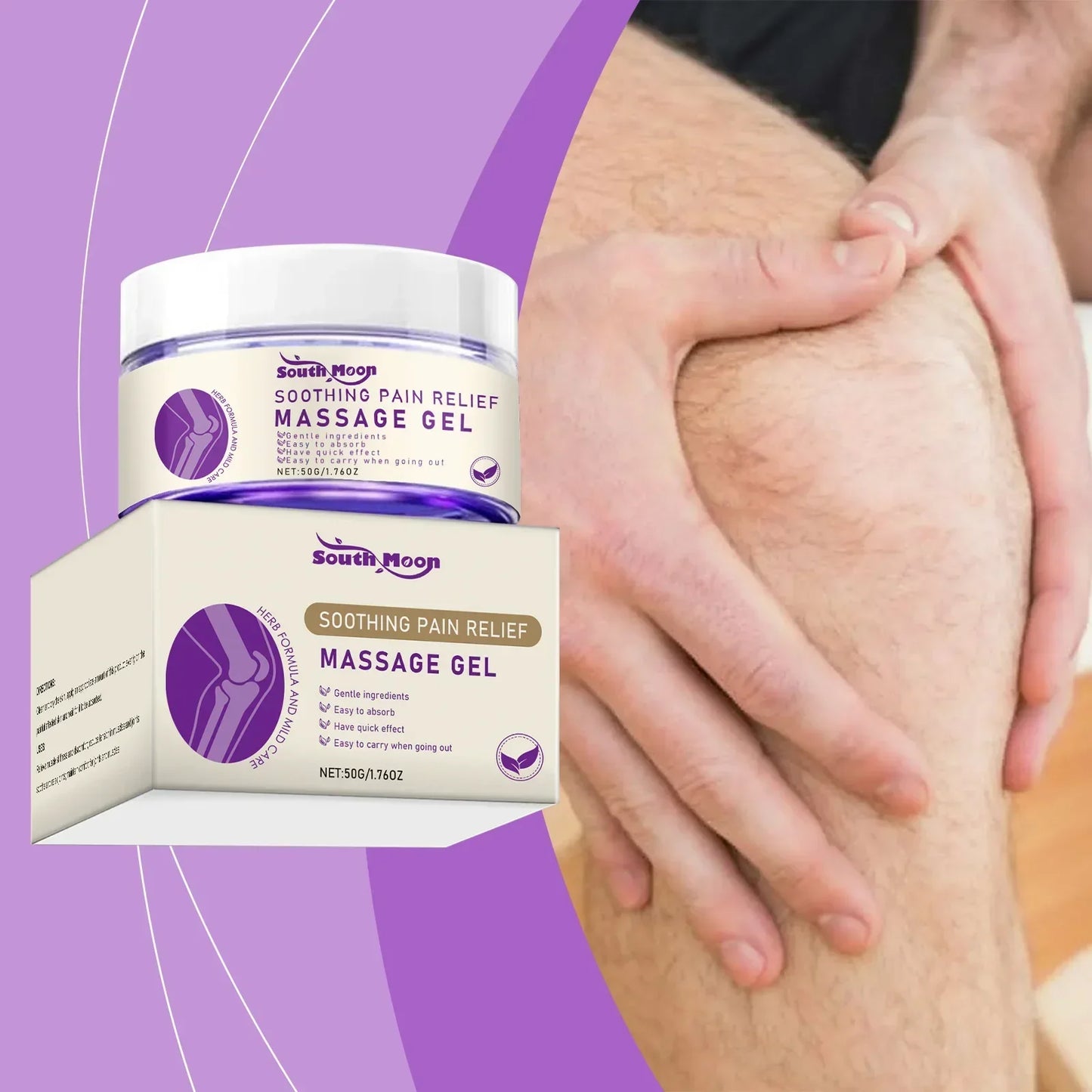 South Moon Organic Herbal Massage Gel for Daily Care Soothing Pain Relief Ointment for Joints Knees Elbows Shoulders