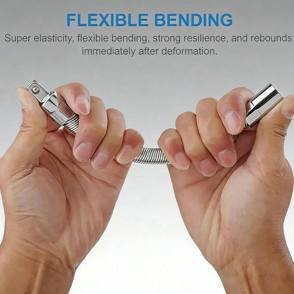 360° Bendable Flexible Socket Extension Bar Set, 1/4" 3/8" 1/2" Drive High‑Torque for Auto Repair
