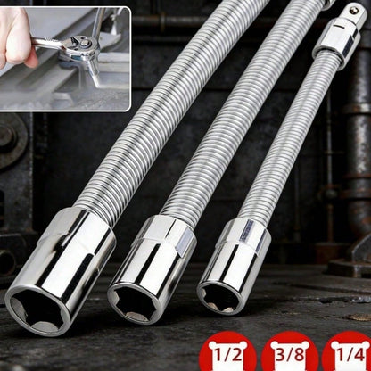 360° Bendable Flexible Socket Extension Bar Set, 1/4" 3/8" 1/2" Drive High‑Torque for Auto Repair