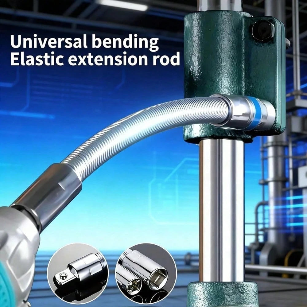 360° Bendable Flexible Socket Extension Bar Set, 1/4" 3/8" 1/2" Drive High‑Torque for Auto Repair