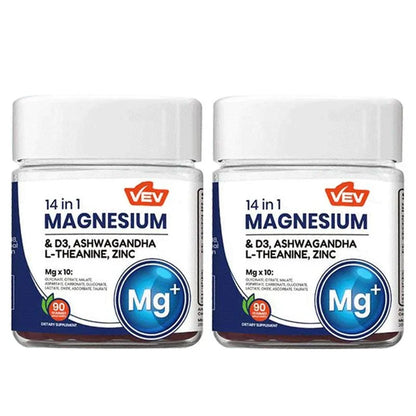VEV 14-in-1 Magnesium Gummies – with Ashwagandha, L-Theanine, Vitamin D3 & Zinc