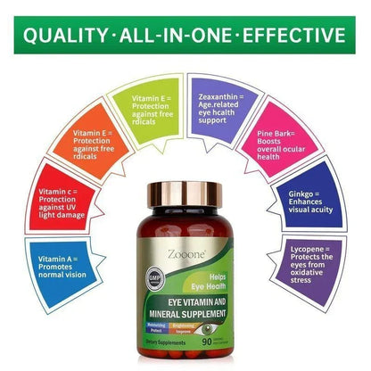Zooone Lutein and Zeaxanthin Eye Vitamins Support Eye Health 90 Capsules